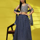 Dark Grey Georgette Embroidered Lehenga choli with Dupatta - Dhara | Swadesiicart