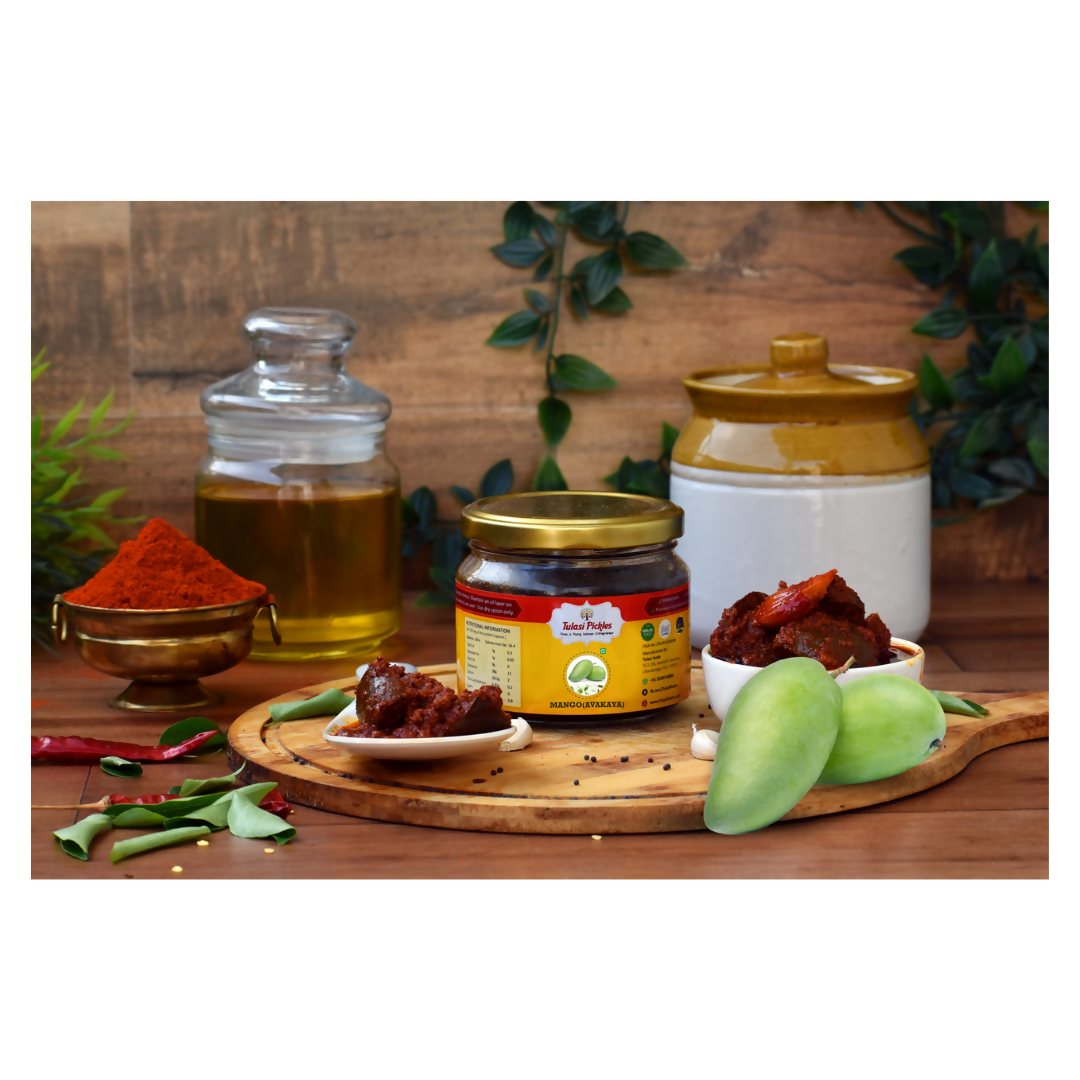 Tulasi Pickles Avakaya Pickle With Out Garlic (Mango) - Swadesiicart