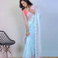 Vamsee Rashmika Sky Blue Georgette Saree - Swadesiicart