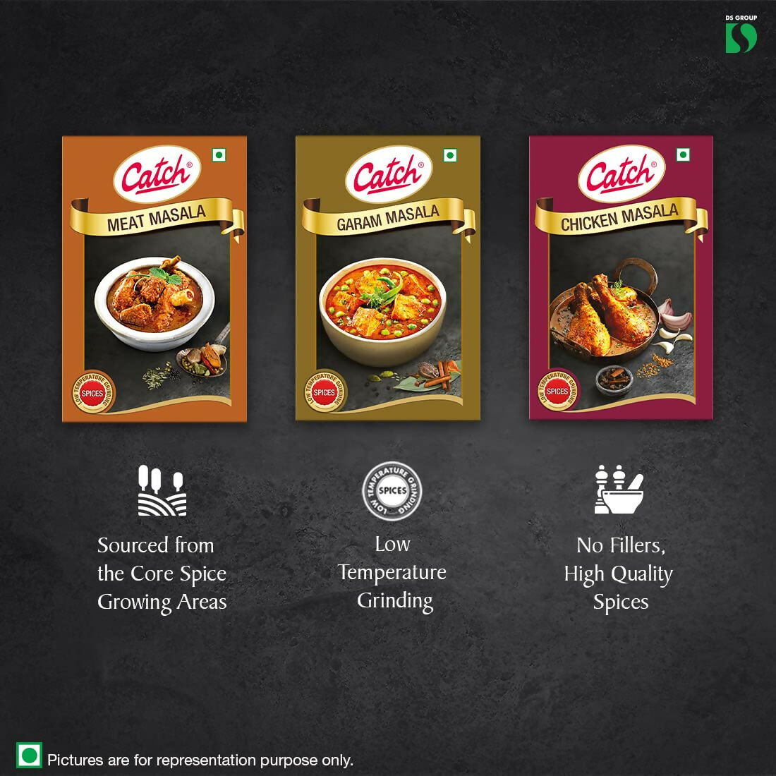 Catch Masala & Spices - Meat Masala 100 gms + Chicken Masala 100 gms + Garam Masala 100 gms - Swadesiicart