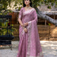 Vishnu Weaves Women's Purple Pure Cotton Zari Woven Saree with Blouse - Swadesiicart