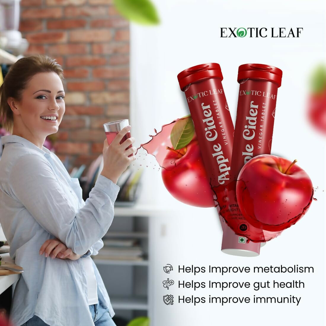 Exotic Leaf Apple Cider Vinegar Tablets - Swadesiicart