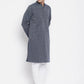 Even Apparels Grey Color Pure Cotton Men's Kurta With Band Collar | Swadesiicart