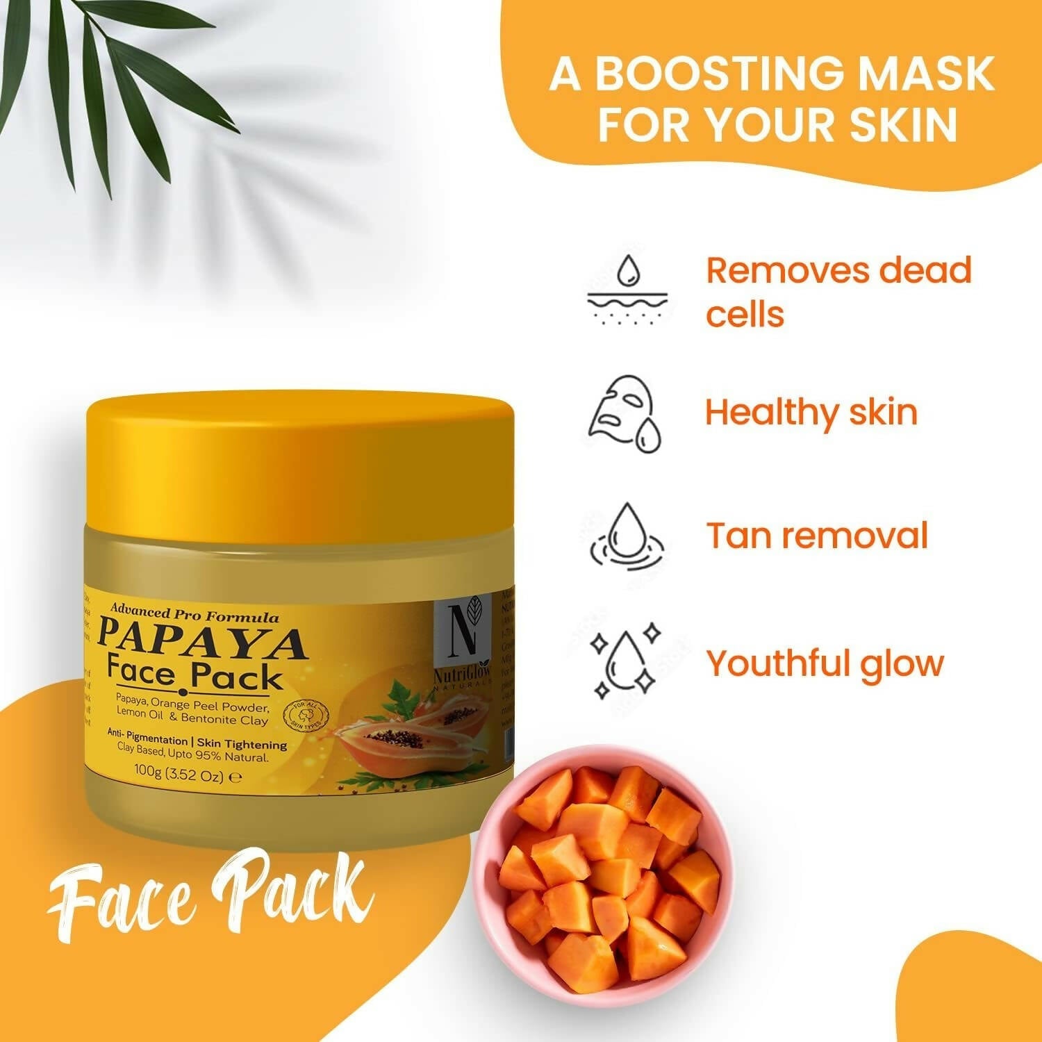 NutriGlow NATURAL'S Advanced Pro Formula Papaya Face pack - Swadesiicart