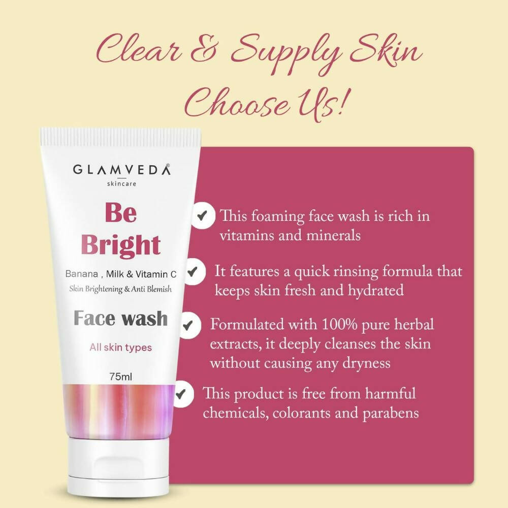 Glamveda Be Bright Skin Brighteing & Anti Blemish Face Wash - Swadesiicart