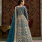 Anaita Teal Embroidered Net Anarkali Suit