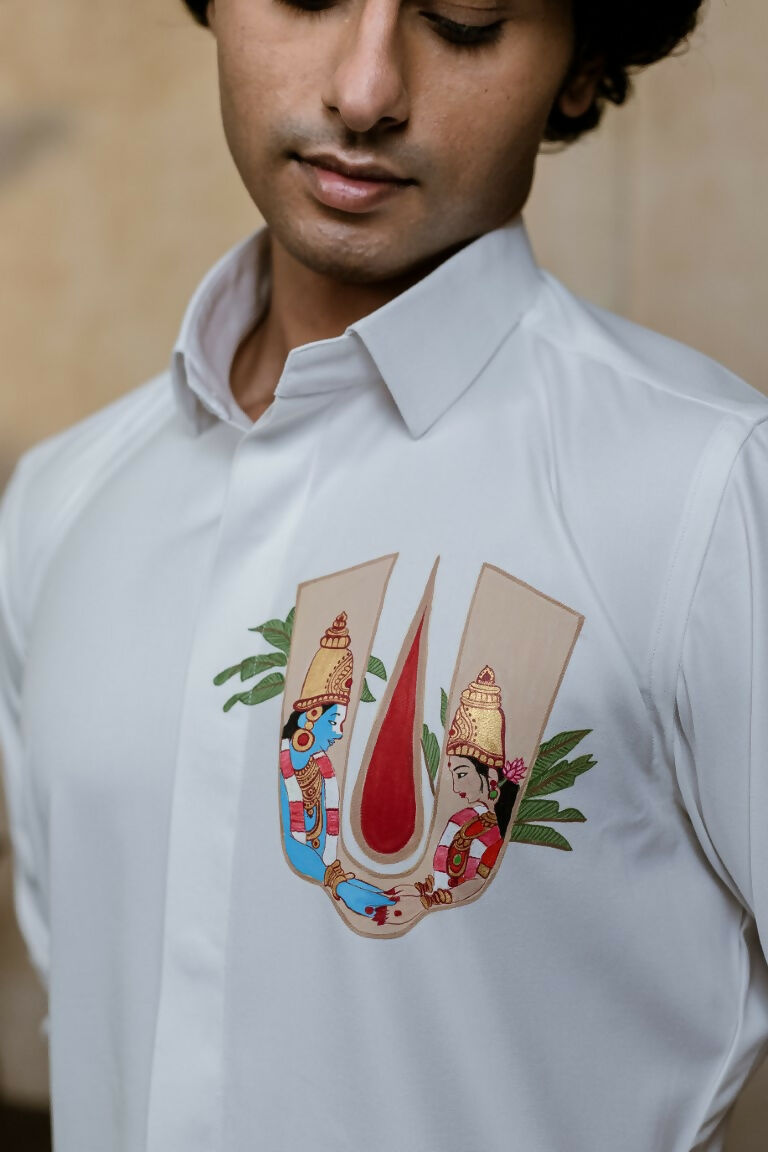 4Way White Chitra Srinivasa Shirt By Hilo Design | Swadesiicart