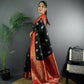 Joban Fashion Banarasi Black Woven Butti Soft Silk Saree | Swadesiicart