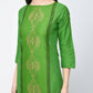 Aniyah Cotton Block Printed Green Color Straight Kurta (AN-129K) - Swadesiicart