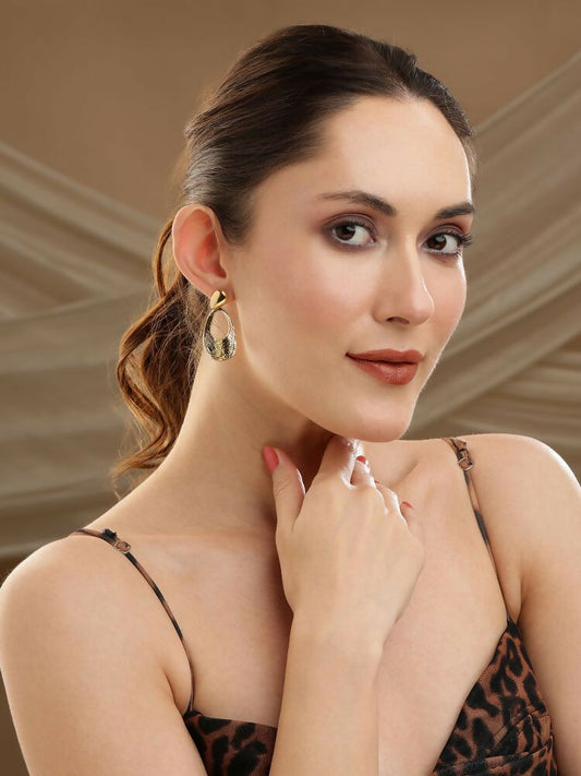 Golden Earrings - Ruby Raang | Swadesiicart