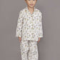 Breathables Kids Cotton White Mushroom Print Shirt & Pyjama Boys & Girls Night Suit