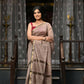 Very Much Indian VMI Exclusive Designer! Handloom Cotton Silk Saree With Sleek Golden Border - Warm Taupe | Swadesiicart
