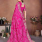 Aastha Fashion Pink Pure Dola Silk Handmade Original Bandhej Saree