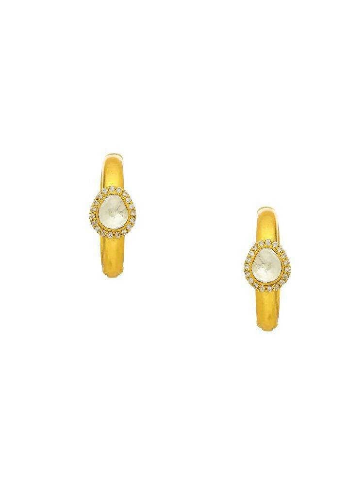 Women's Hoops Kundan Earrings - Ruby Raang | Swadesiicart