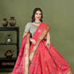 Lorenvalley Fashion Peach Patola Silk Woven Design Zari Meenakari Weaving Saree - Swadesiicart
