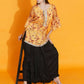 Women Republic Yellow Printed Satin Georgette Shirt With Bell Sleeves And Dhoti | Swadesiicart