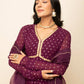 FIORRA Women's Wine Georgette Anarkali Kurta With Dupatta - Swadesiicart