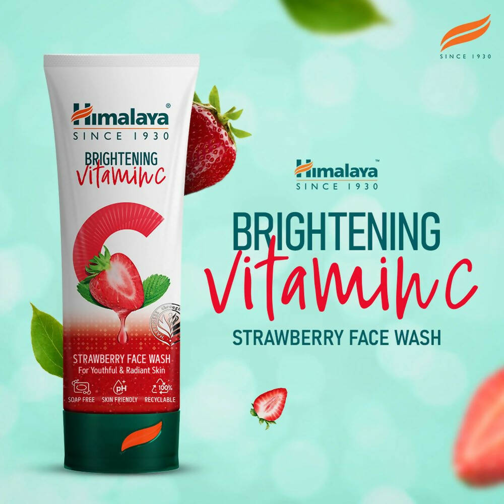 Himalaya Herbals Brightening Vitamin C Strawberry Face Wash - Swadesiicart