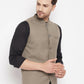 Even Apparels Beige Merino Men Woven Nehru Jacket | Swadesiicart