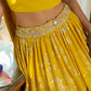 Janasya Yellow Georgette Solid Lehenga Choli Dupatta | Swadesiicart