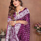Aastha Fashion Wine Viscose Silk Handmade Original Bandhej Saree