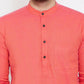 Even Apparels Red Pure Cotton Men's Kurta With Band Collar | Swadesiicart