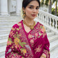 Aastha Fashion Rani Pink Premium Russian Silk Designer Floral Position Print Saree