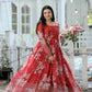 Jyoti Fashion Women's Red Sequence Zari Embroidered Faux Georgette Anarkali Dress | Swadesiicart
