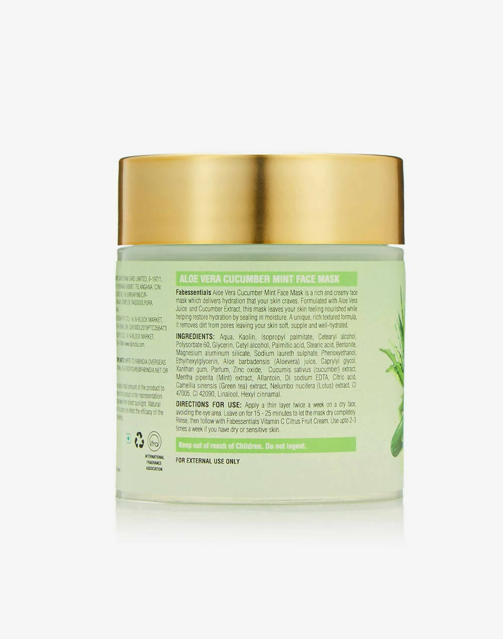 Fabessentials Aloe Vera Cucumber Mint Face Mask - Swadesiicart