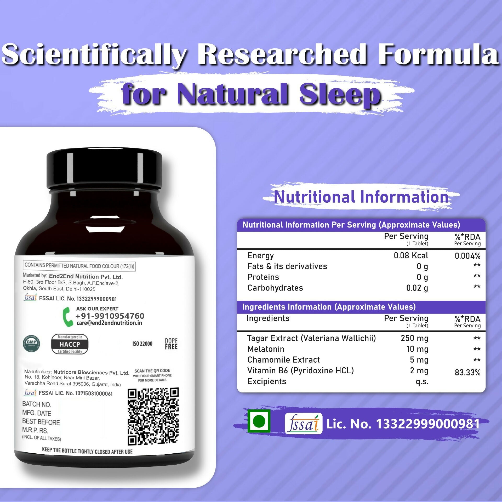 End2End Nutrition Restful Sleep Melatonin Tablets - Swadesiicart