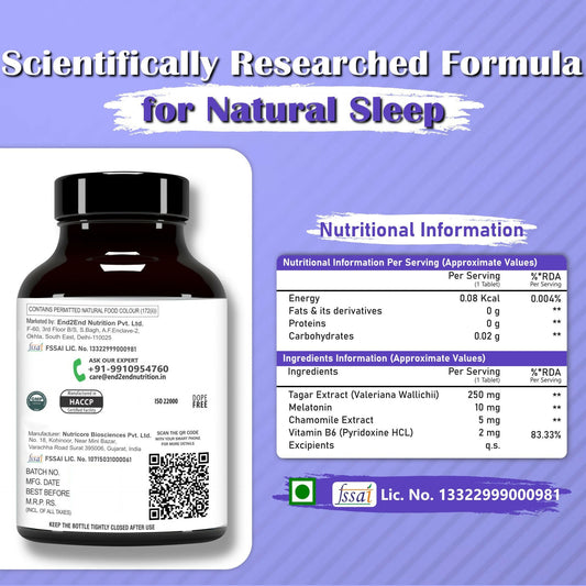 End2End Nutrition Restful Sleep Melatonin Tablets - Swadesiicart