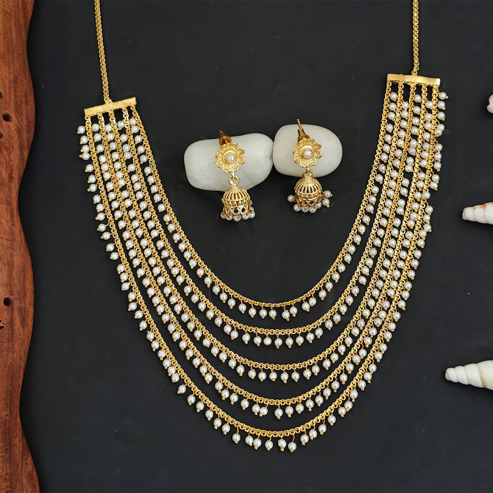 JS Fashion Antique Jewellery Designer High Gold Polish Fancy Necklace Set | Swadesiicart