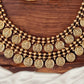JS Fashion God Laxmi 2 Layer Coin Temple Designer Matte Gold Polish Short Necklace Set | Swadesiicart