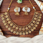 JS Fashion God Laxmi 2 Layer Coin Temple Designer Matte Gold Polish Short Necklace Set | Swadesiicart