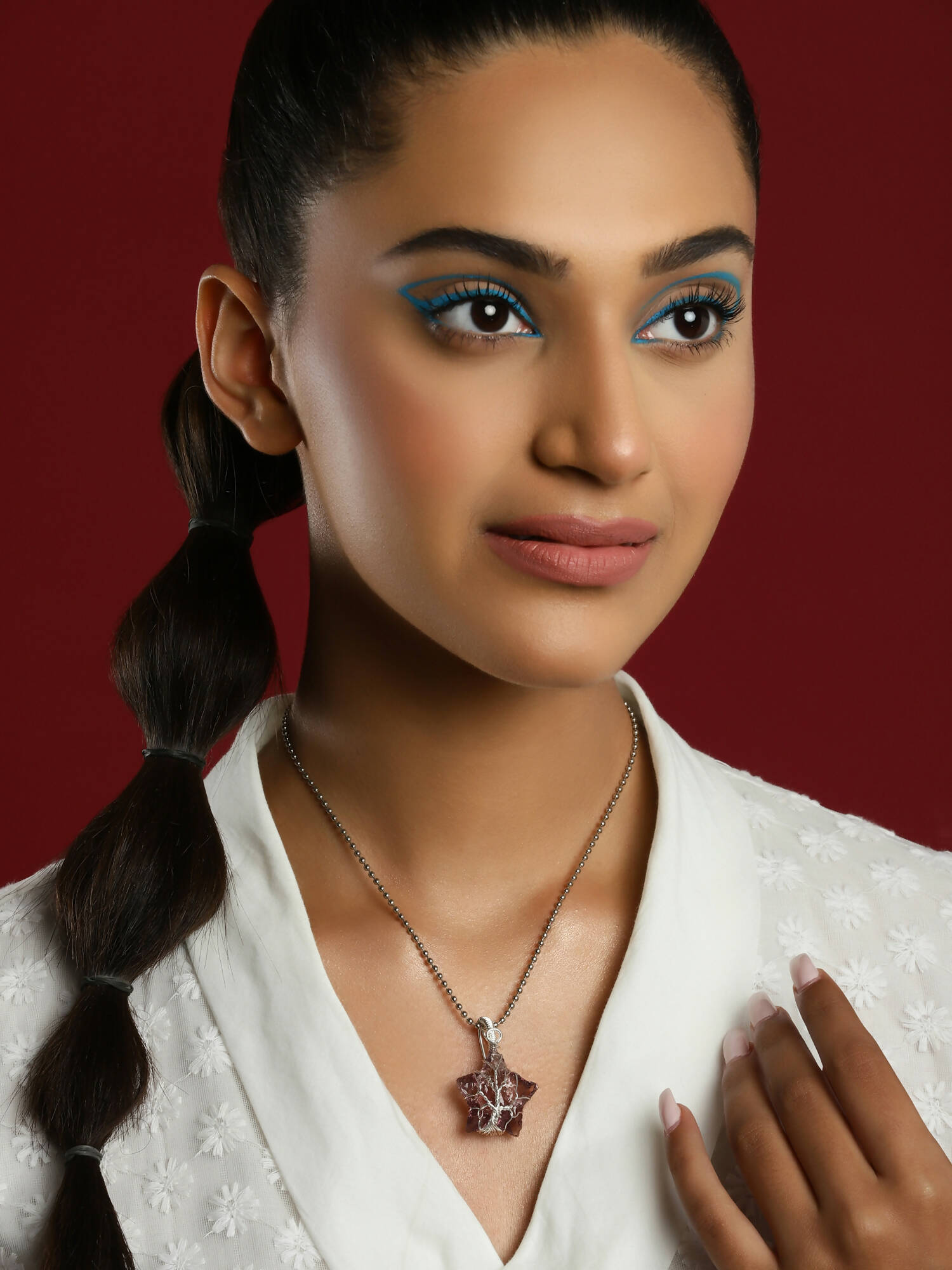 Women's Silver-Toned Purple Silver-Plated Handcrafted Chain - Ruby Raang | Swadesiicart