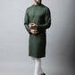 Even Apparels Green Color Viscose Pure Cotton Men's Kurta With Band Collar (SLD1197) | Swadesiicart