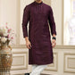 Raivat Ethnic Banarasi Art Silk Thread and Mirror Work Kurta Pajama In Wine Colour | Swadesiicart