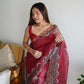 Vamsee Shivika Maroon Organza Saree - Swadesiicart