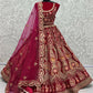 Jyoti Fashion Women's Rani Pink Velvet Multi Thread Embroidered with Zircon Diamond Work Wedding Lehenga Choli | Swadesiicart