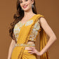 Yellow Lycra Solid Ready to wear Saree with stitched Blouse - Vanita | Swadesiicart