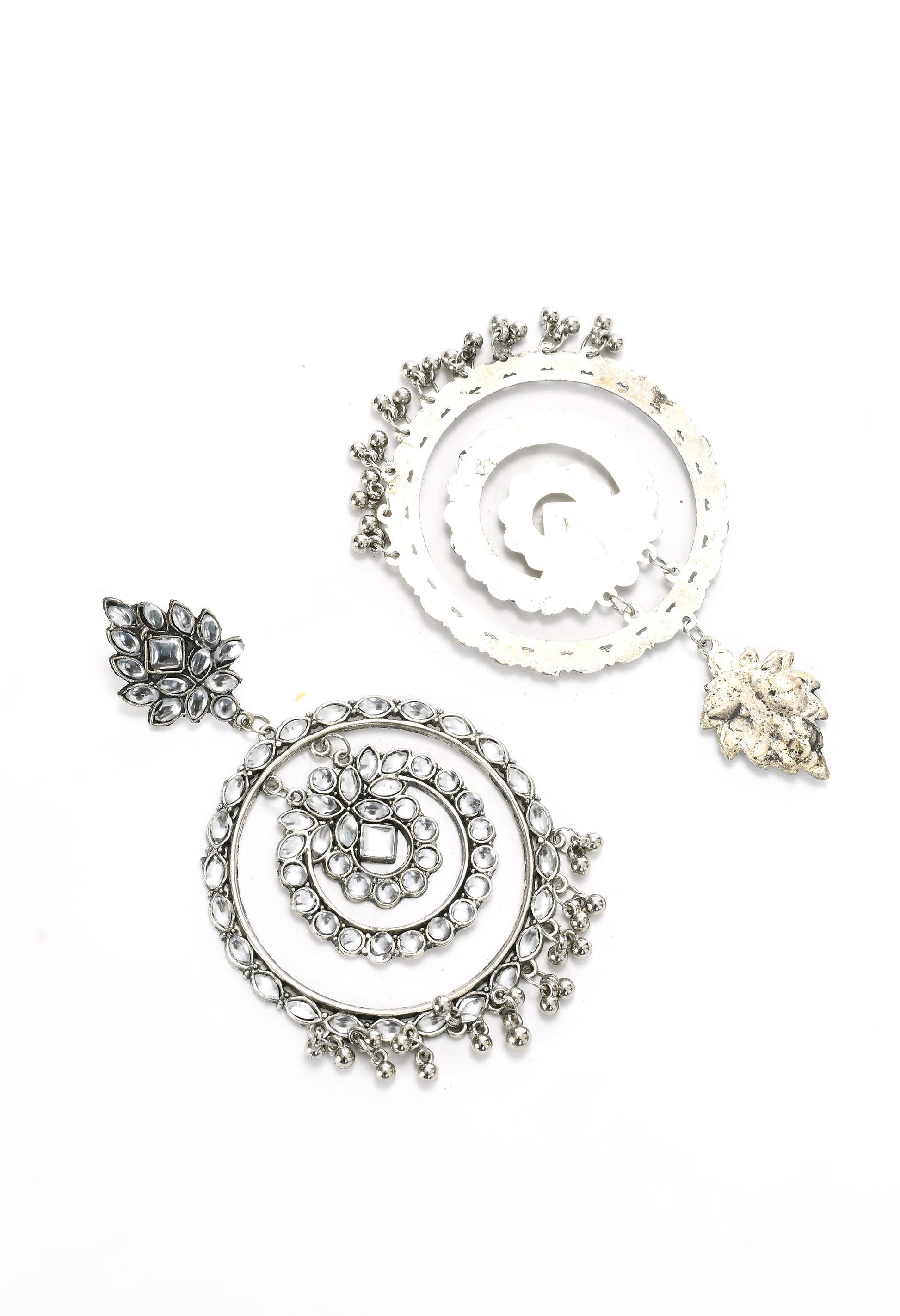 Mominos Fashion Johar Kamal Women's White Kundan Circles Earrings - Swadesiicart