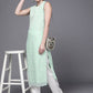 Ahalyaa Women Sea Green Floral Printed Georgette Kurta | Swadesiicart