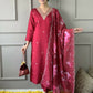 Rani Pink Viscose Chanderi Stitched Suit With Dupatta - Tanisha | Swadesiicart