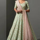 Jyoti Fashion Women's Sea Green Mulberry Silk Sequins, Dori & Thread Embroidered with Net Ruffle Work Designer Lehenga Choli Set | Swadesiicart
