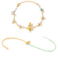 NVR Set of 2 Multicolor Gold Toned Radha Krishna Beaded Bhaiya Bhabhi Rakhi with Roli Chawal Chandan & Mishri - Swadesiicart