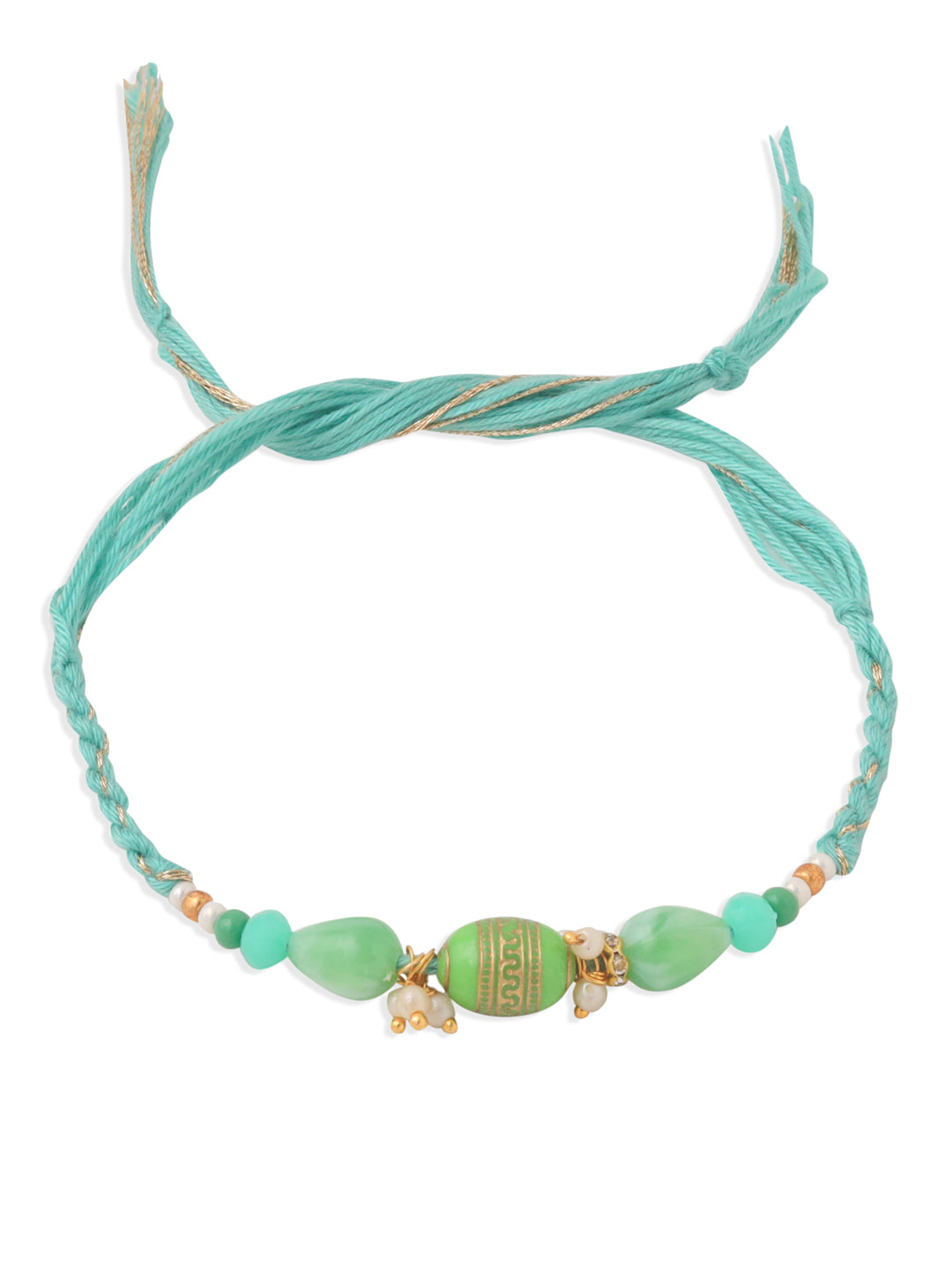 NVR Set of 2 Green Artificial Beads Bhaiya Bhabhi Rakhi, Combo for Rakshabandhan | Swadesiicart