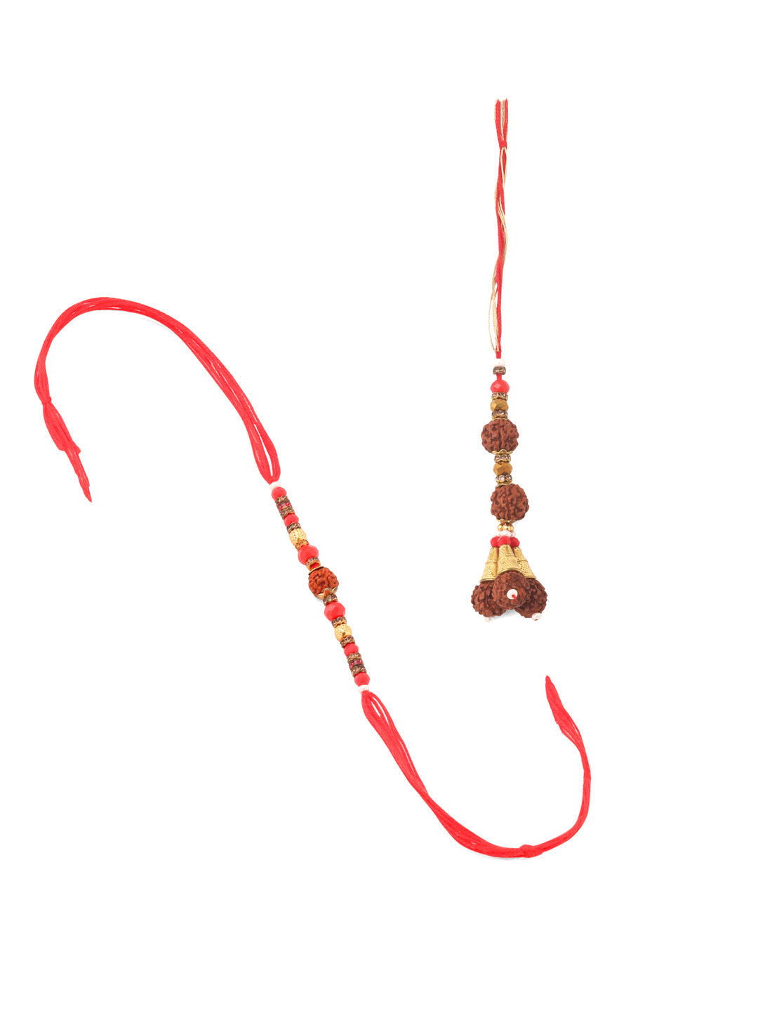 NVR Set of 2 Multicolor Rudraksh & Beads Bhaiya Bhabhi Rakhi Combo | Swadesiicart