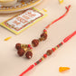 NVR Set of 2 Multicolor Rudraksh & Beads Bhaiya Bhabhi Rakhi with Roli Chawal Chandan & Mishri - Swadesiicart