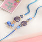 NVR Evil Eye Set of 2 Blue Artificial Beads Bhaiya Bhabhi Rakhi with Roli Chawal Chandan & Mishri | Swadesiicart