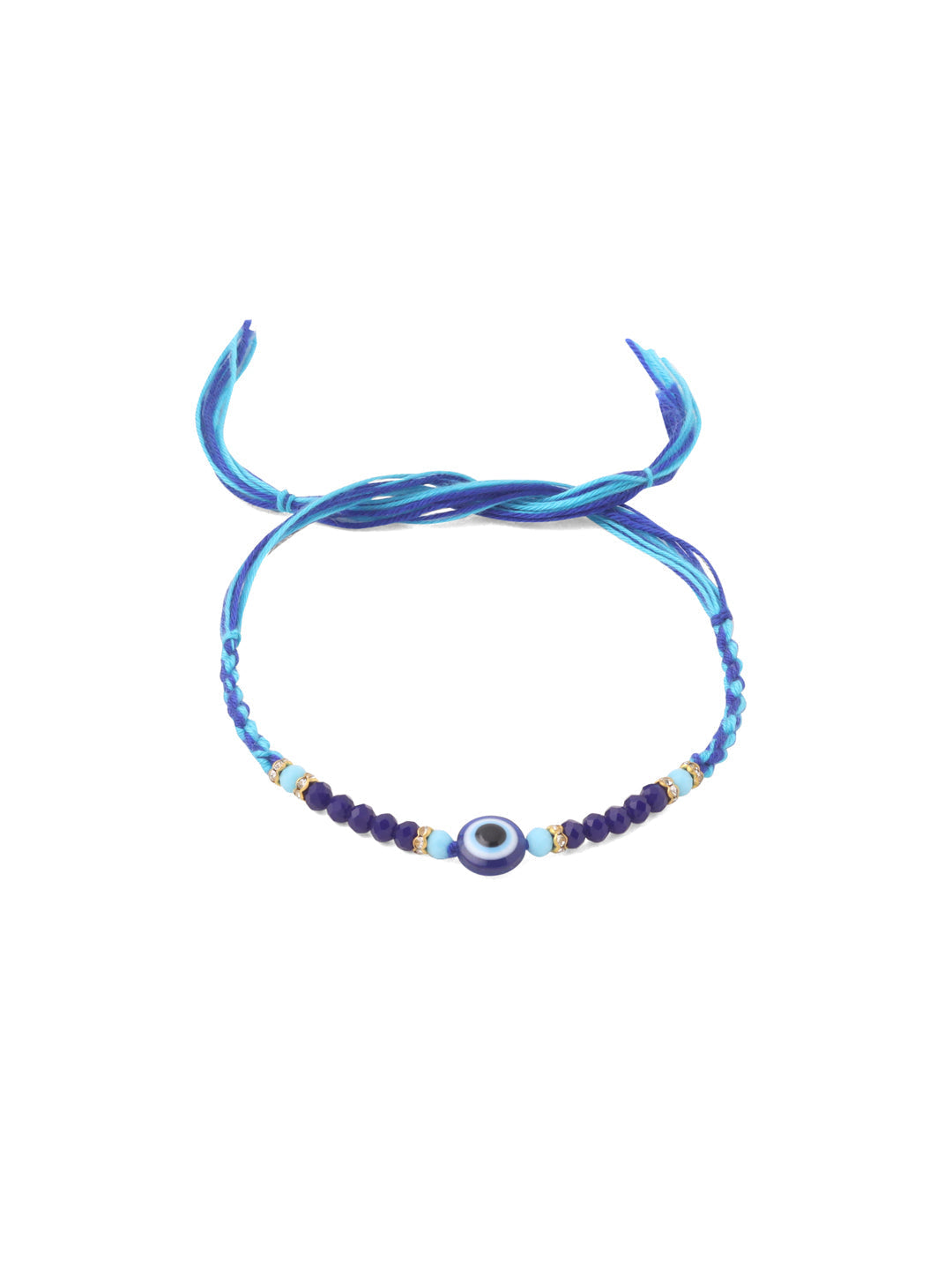 NVR Set of 2 Blue Evil Eye Artificial Beads Bhaiya Bhabhi Rakhi Combo | Swadesiicart